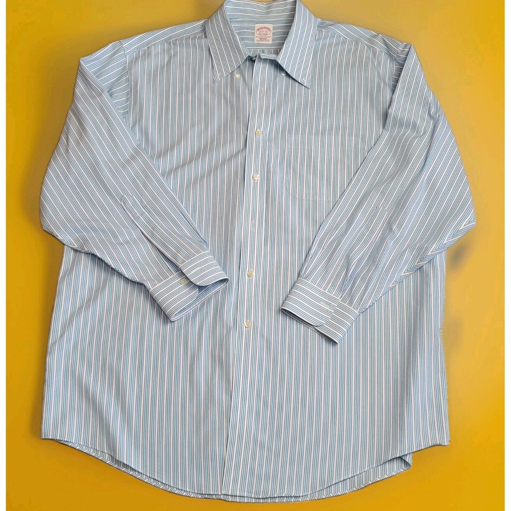 💙Brooks Brothers Dress Shirt Mens17½ × 33 Striped Non-Iron Supima Original Polo